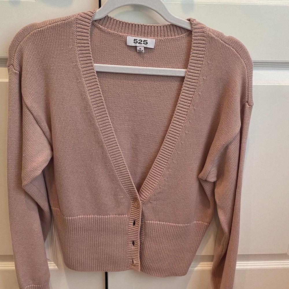 Cotton Rose V-Neck Button Front Cardigan